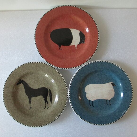 SET OF 3 "BARNYARD ANIMALS" SIDE PLATES - Picture 2 of 16